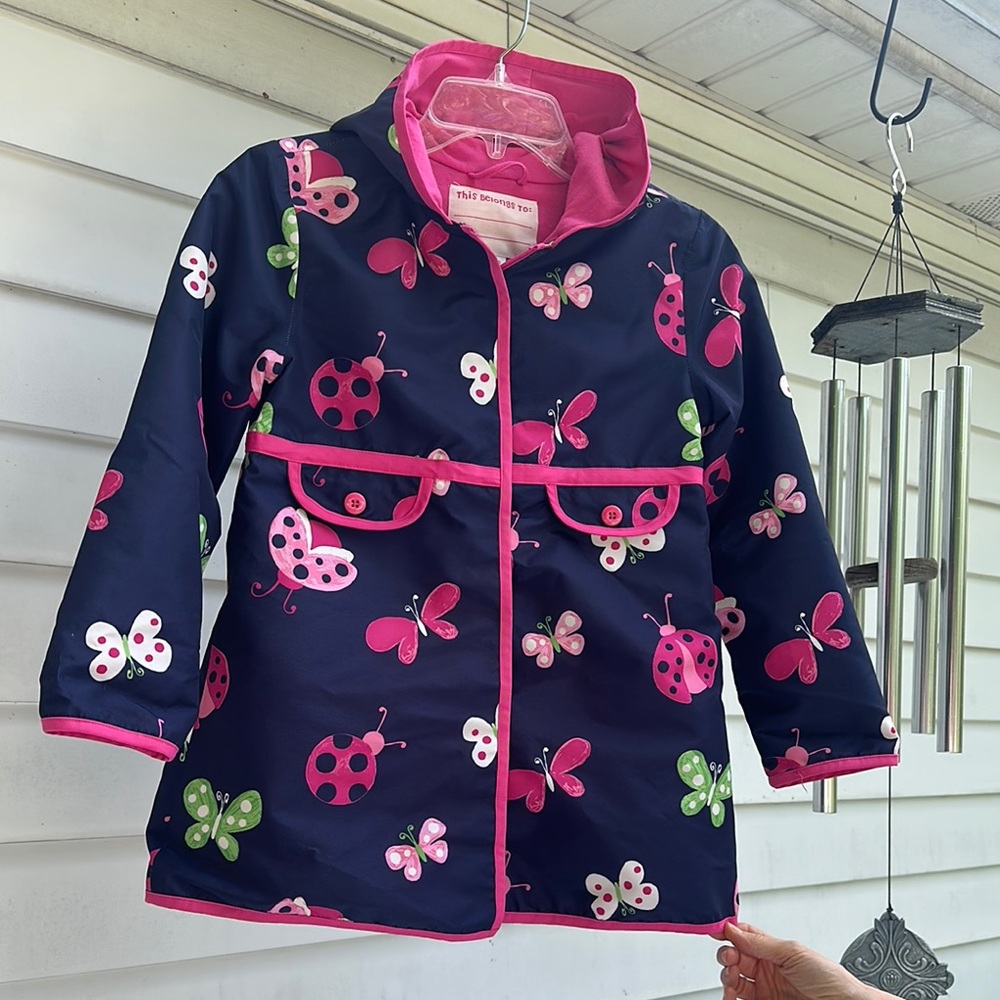 Gymboree Pink and Navy Blue Girls Raincoat